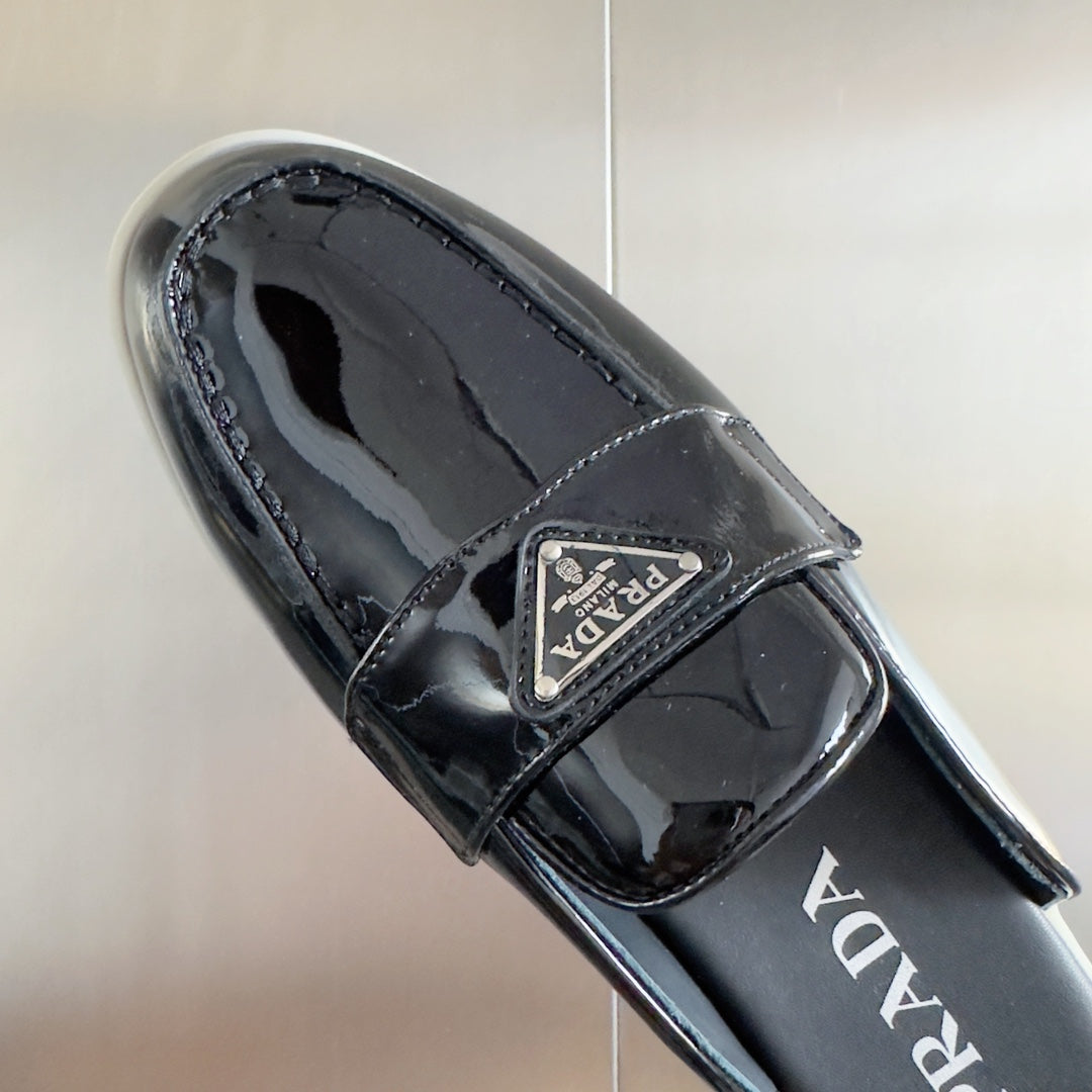 Pra Black Patent Leather Mule 25mm Rubber Sole - 35