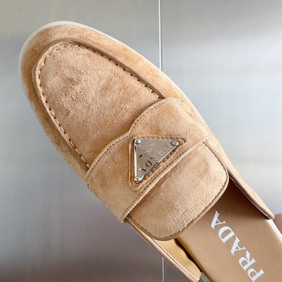 Pra Light Brown Suede Leather Mule 25mm Rubber Sole - 35
