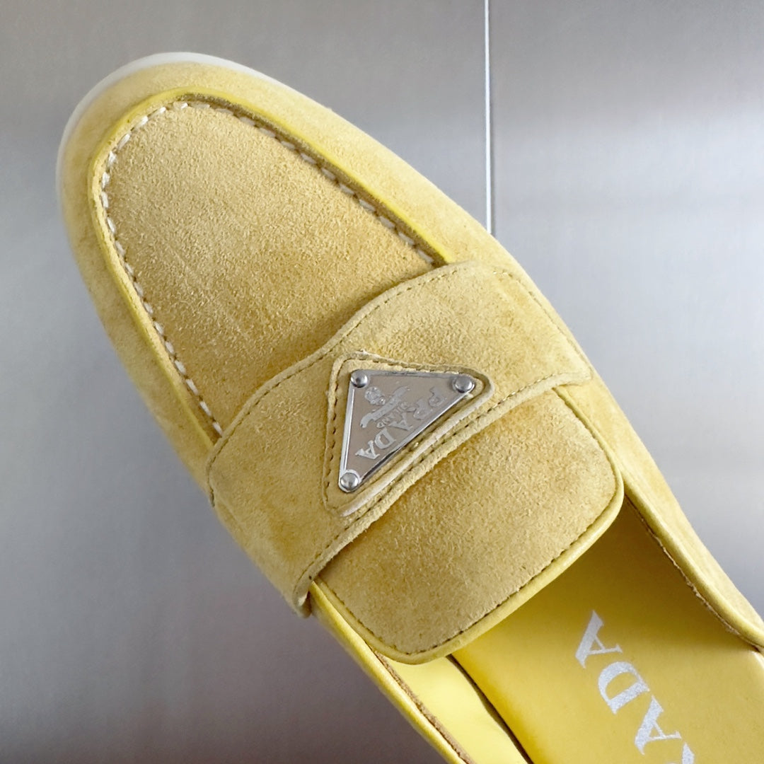 Pra Yellow Suede Leather Mule 25mm Rubber Sole - 35