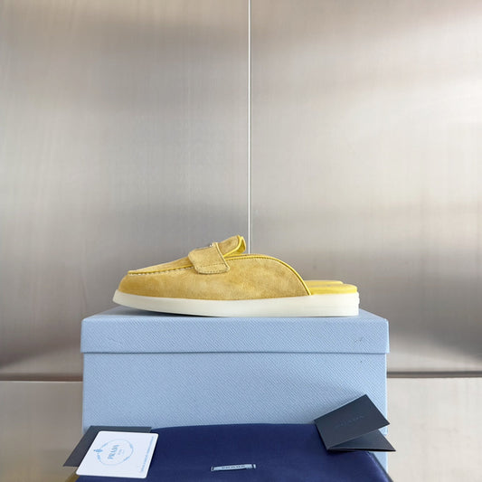 Pra Yellow Suede Leather Mule 25mm Rubber Sole - 35