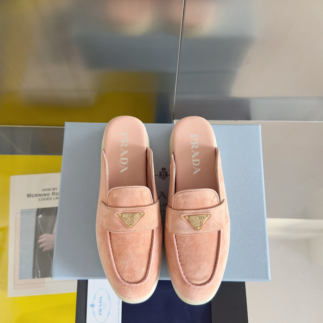 Pra Pink Suede Leather Mule 25mm Rubber Sole - 35