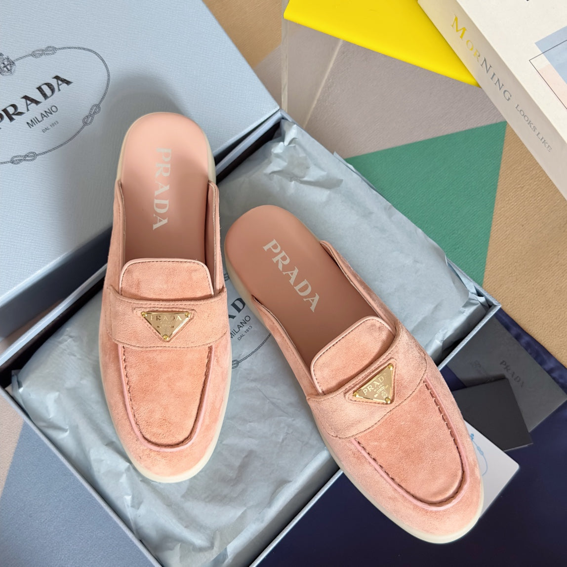 Pra Pink Suede Leather Mule 25mm Rubber Sole - 35
