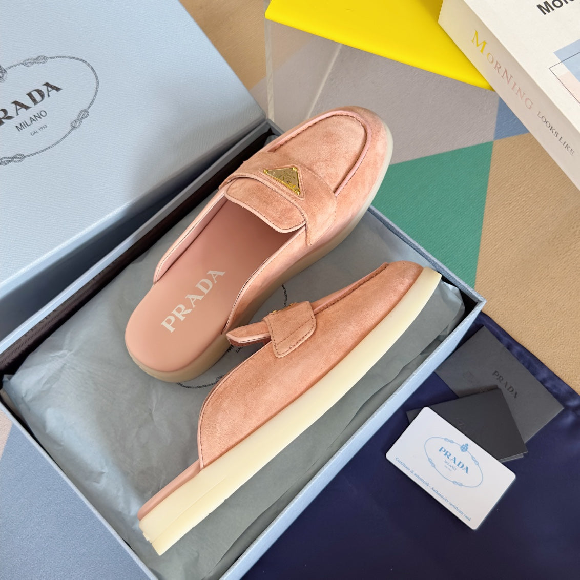 Pra Pink Suede Leather Mule 25mm Rubber Sole - 35