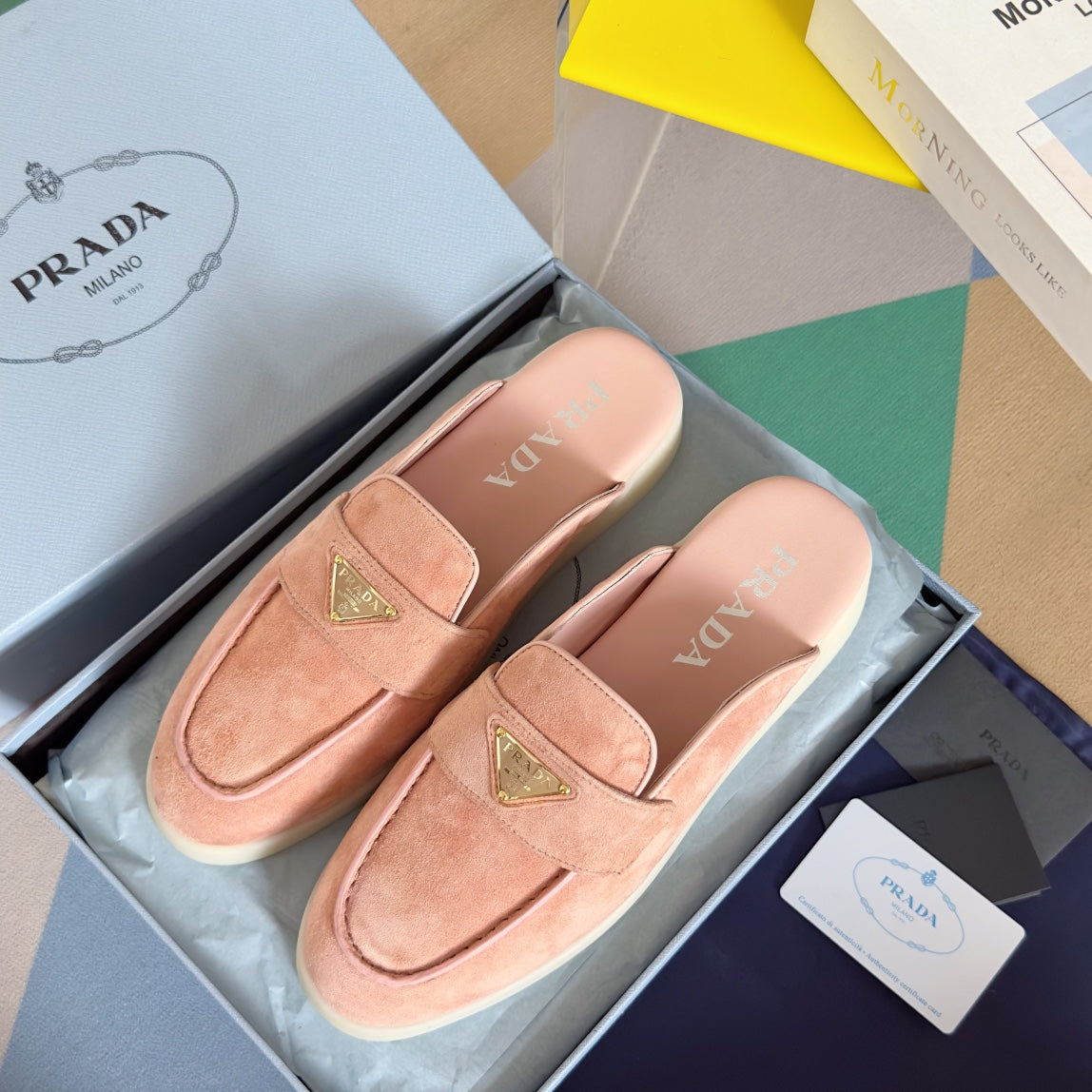 Pra Pink Suede Leather Mule 25mm Rubber Sole - 35