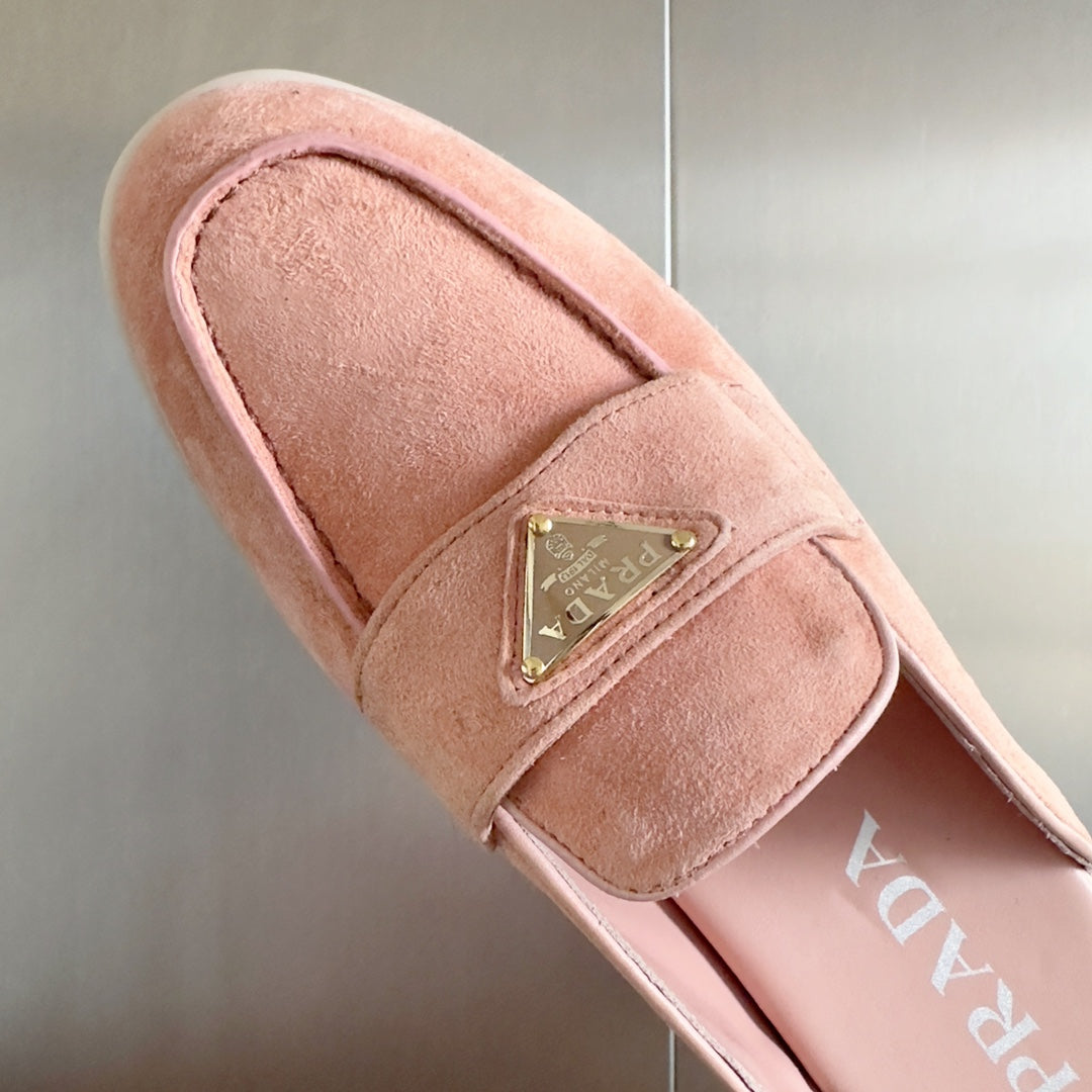 Pra Pink Suede Leather Mule 25mm Rubber Sole - 35
