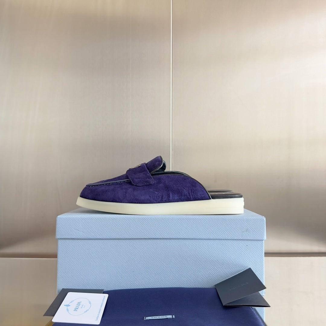 Pra Purple Suede Leather Mule 25mm Rubber Sole - 35