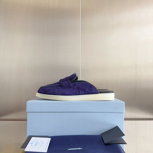 Pra Purple Suede Leather Mule 25mm Rubber Sole - 35