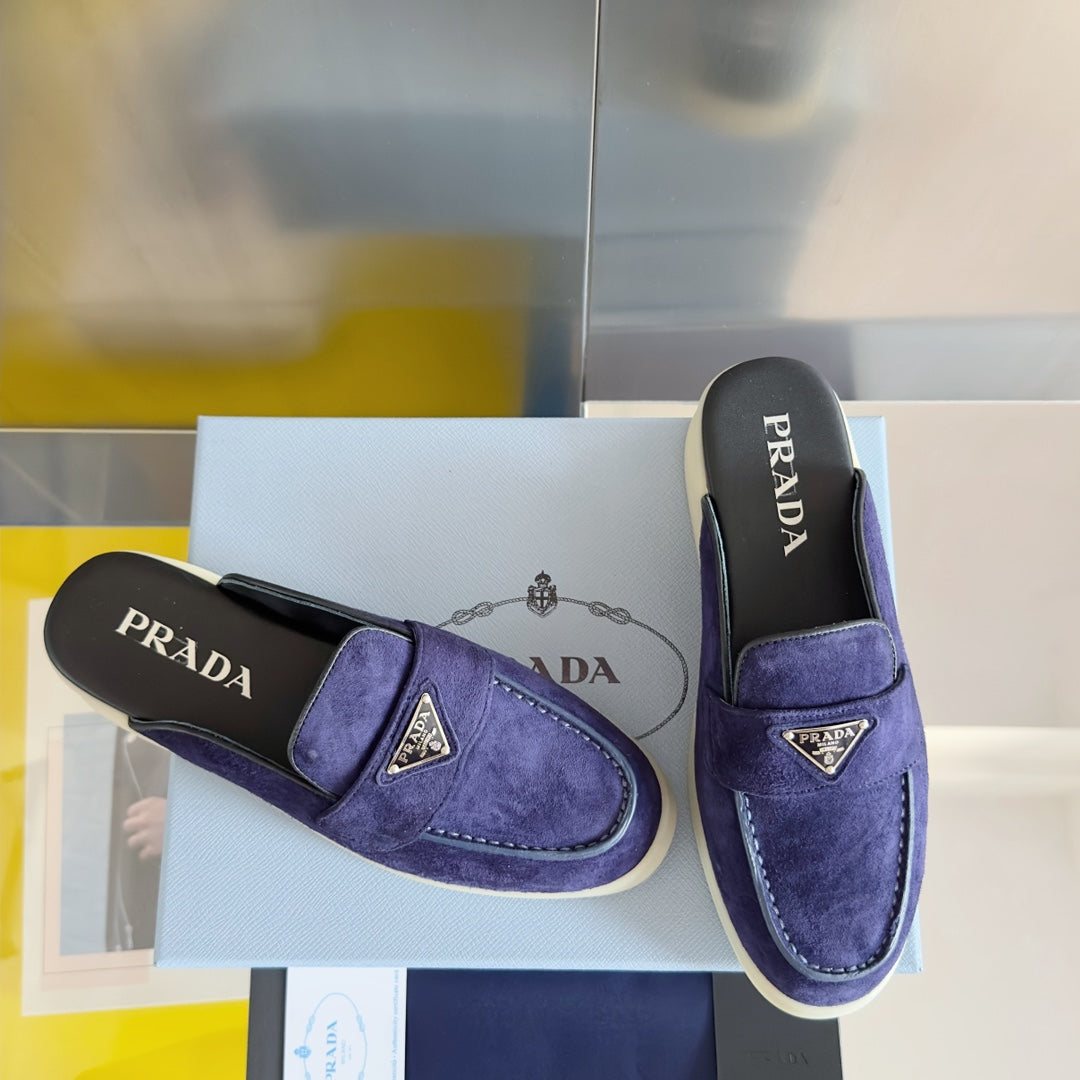 Pra Purple Suede Leather Mule 25mm Rubber Sole - 35