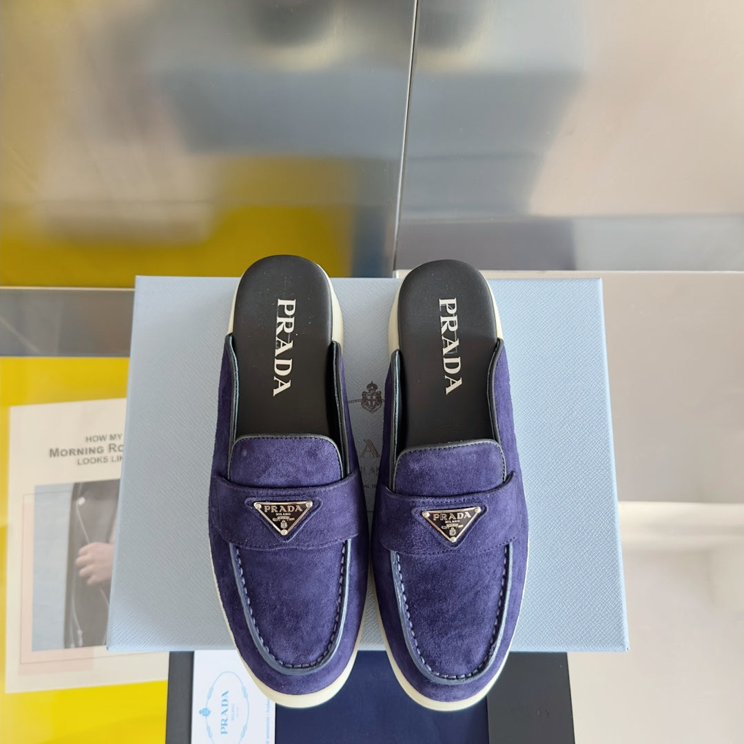 Pra Purple Suede Leather Mule 25mm Rubber Sole - 35