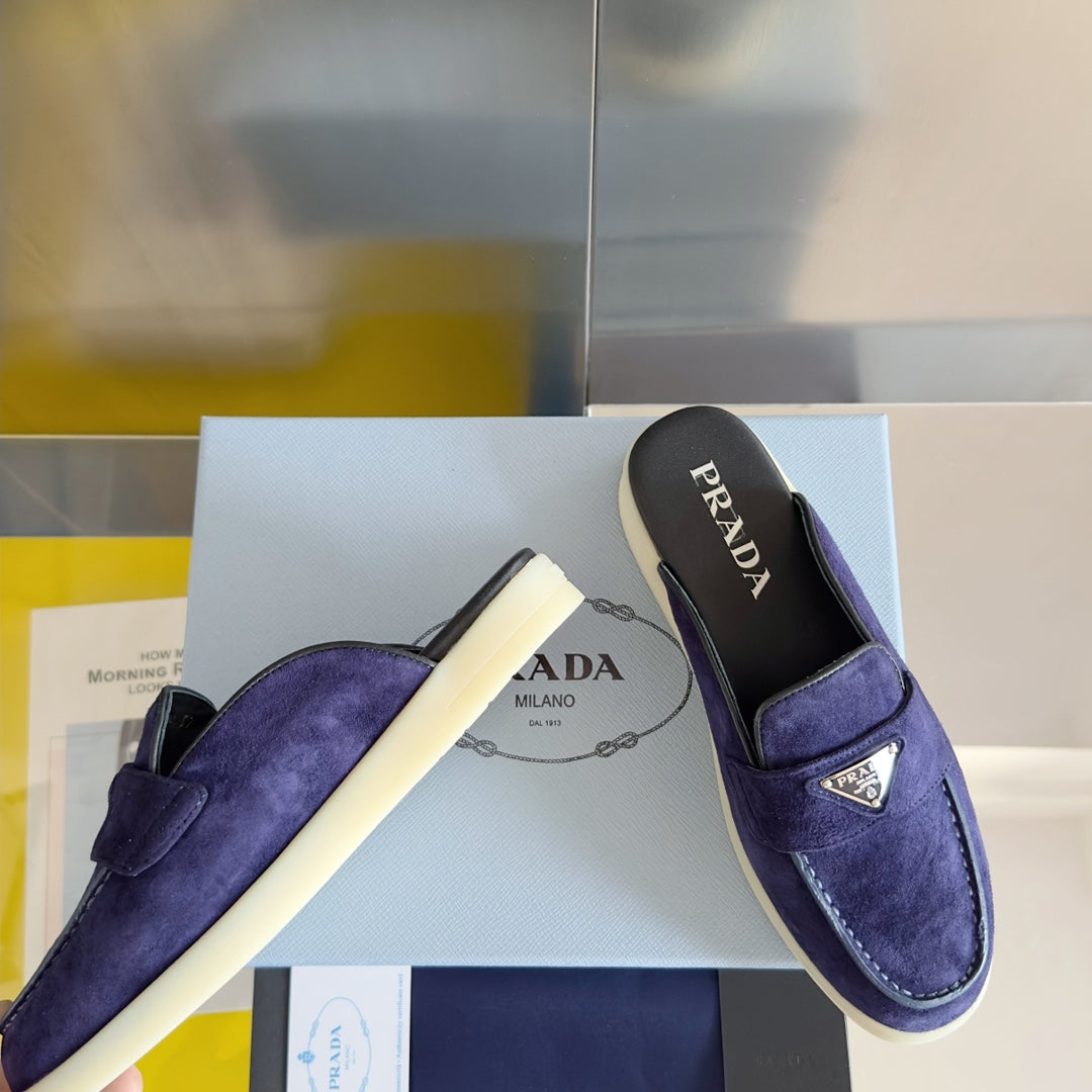 Pra Purple Suede Leather Mule 25mm Rubber Sole - 35