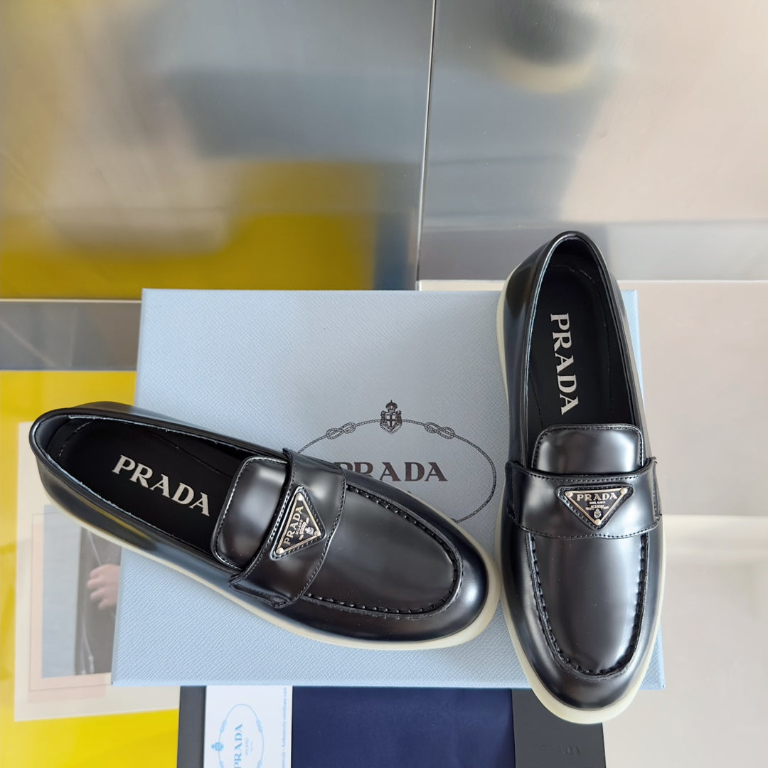 Pra Black Leather Loafers 25mm Rubber Sole - 35