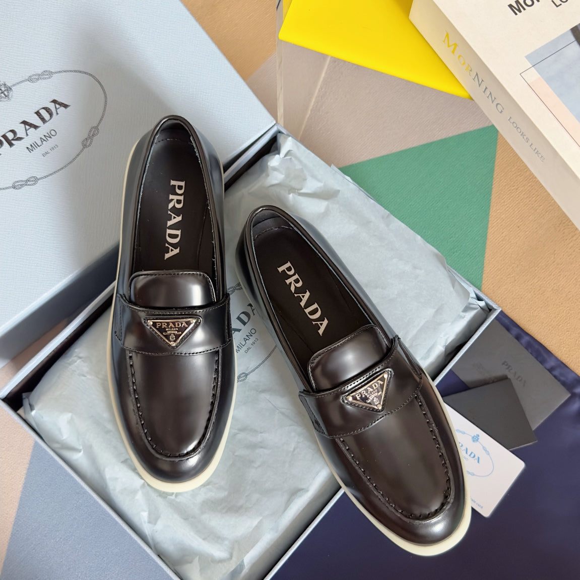 Pra Black Leather Loafers 25mm Rubber Sole - 35