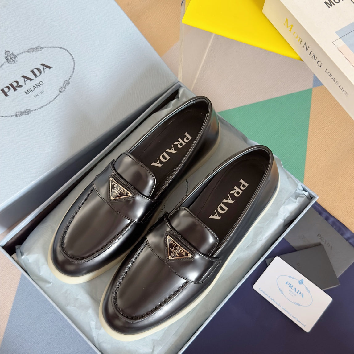 Pra Black Leather Loafers 25mm Rubber Sole - 35