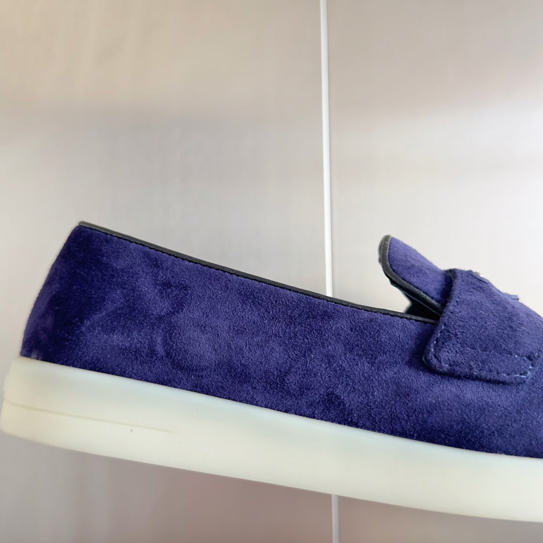 Pra Purple Suede Leather Loafers 25mm Rubber Sole - 35