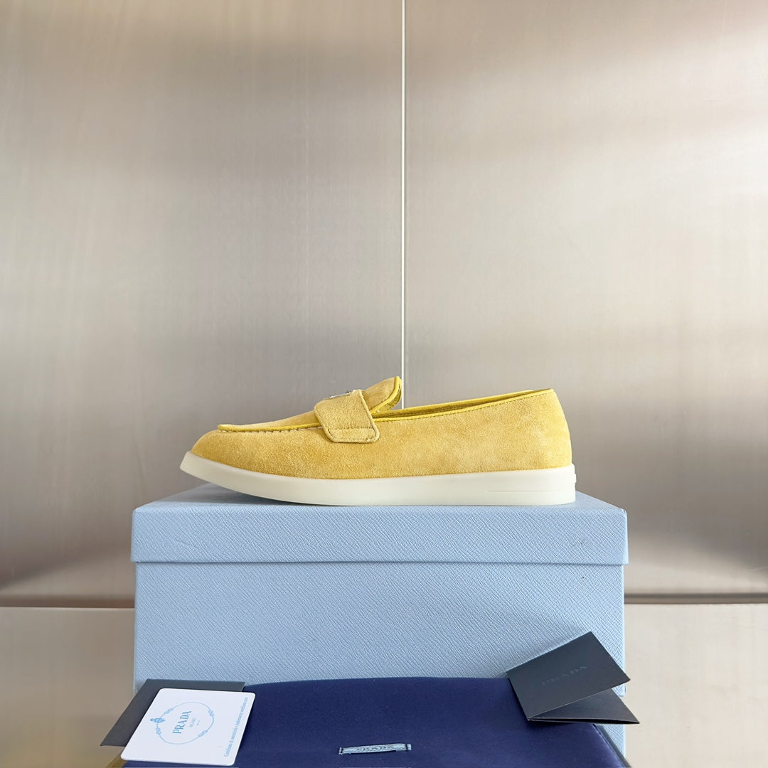 Pra Yellow Suede Leather Loafers 25mm Rubber Sole - 35