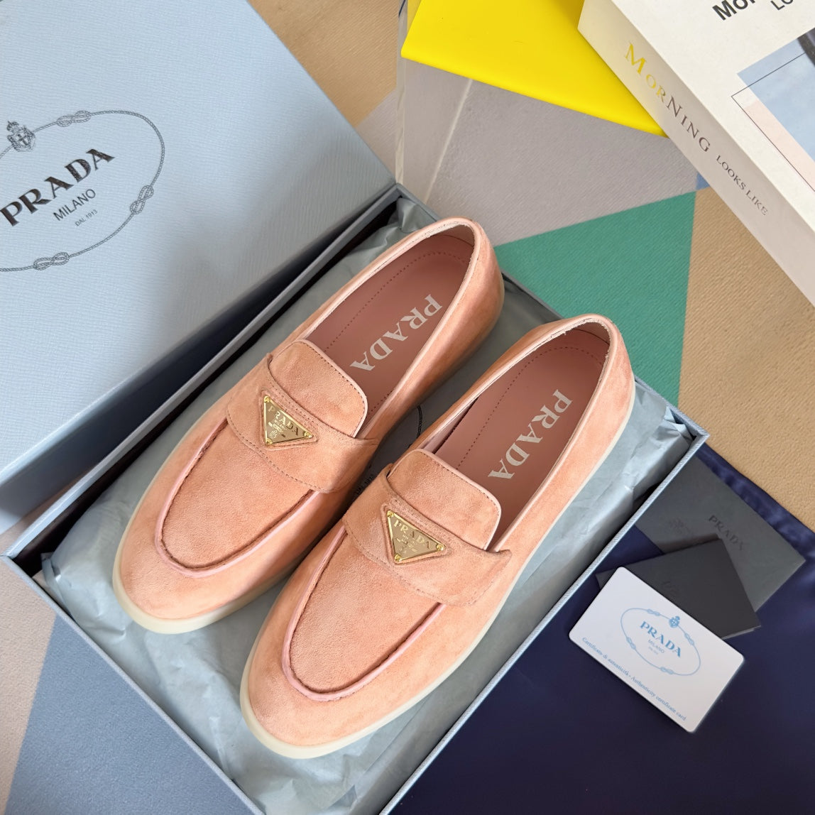 Pra Pink Suede Leather Loafers 25mm Rubber Sole - 35