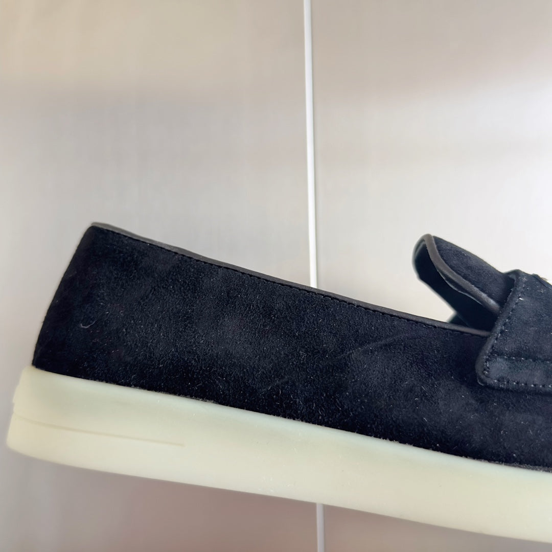 Pra Black Suede Leather Loafers 25mm Rubber Sole - 35