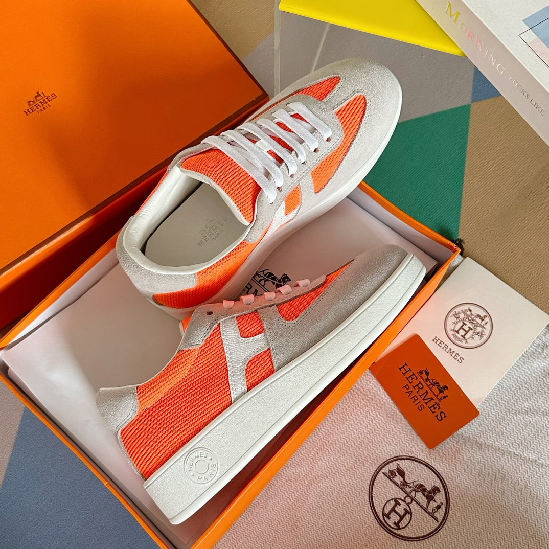 BOOMERANG SNEAKERS LIGHT GRAY MIX ORANGE SUEDE - 35