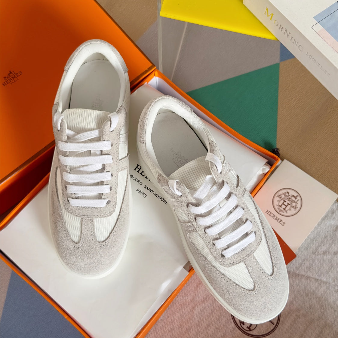 BOOMERANG SNEAKERS LIGHT GRAY MIX WHITE SUEDE - 35