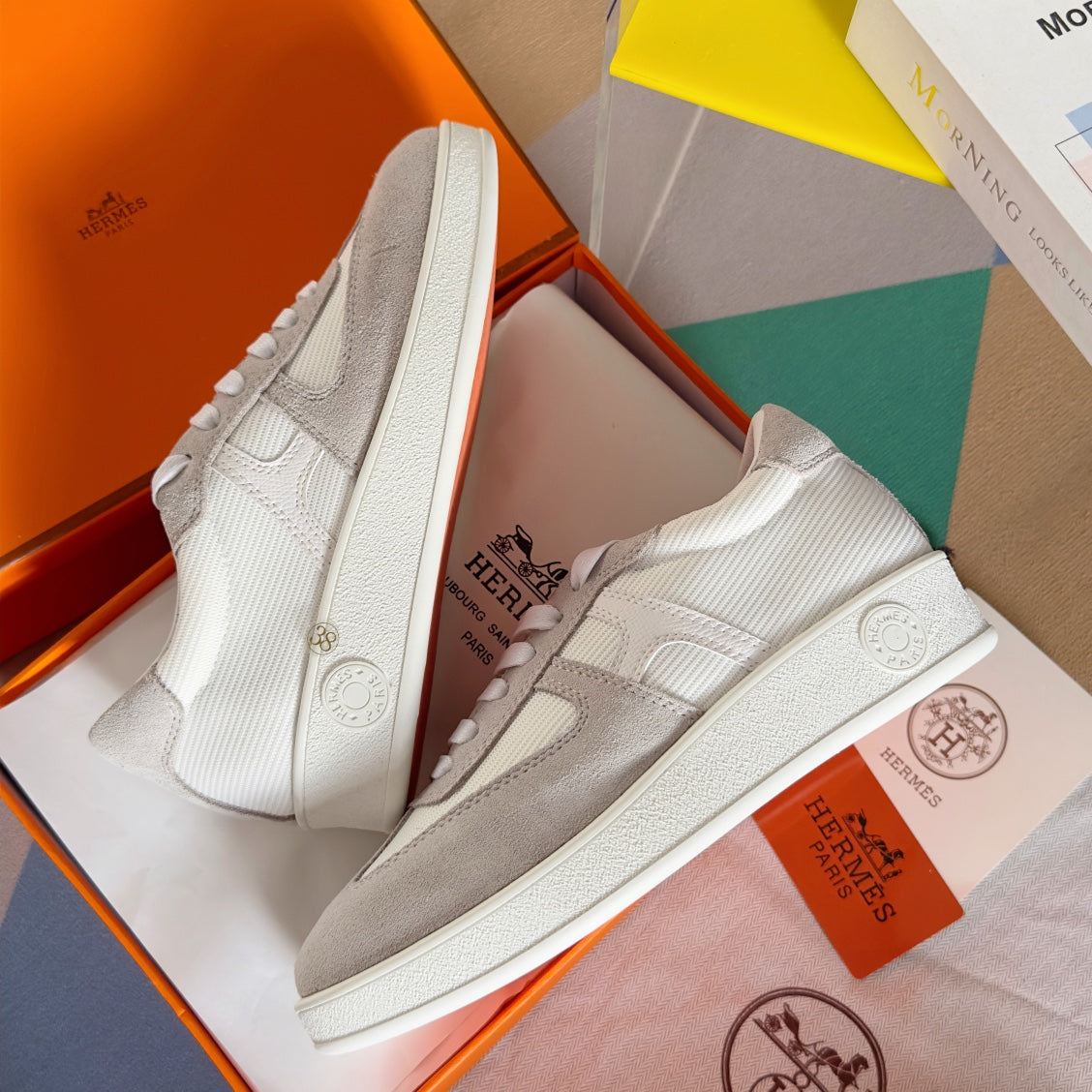 BOOMERANG SNEAKERS LIGHT GRAY MIX WHITE SUEDE - 35