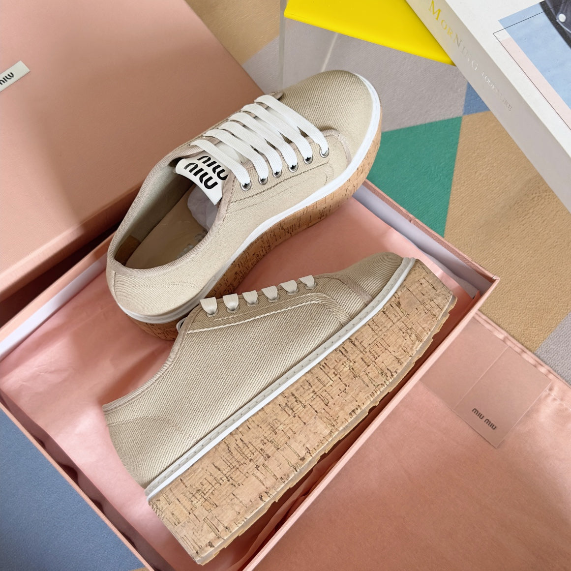 Lace - up Platform Shoes Buttercream Canvas - 35