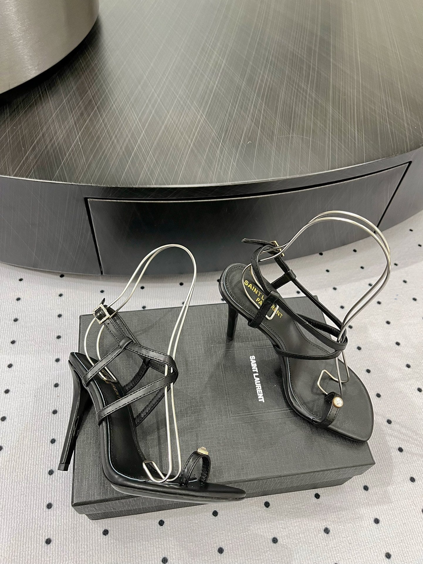 SL LINDEN HEELED SANDALS BLACK CALFSKIN - 35