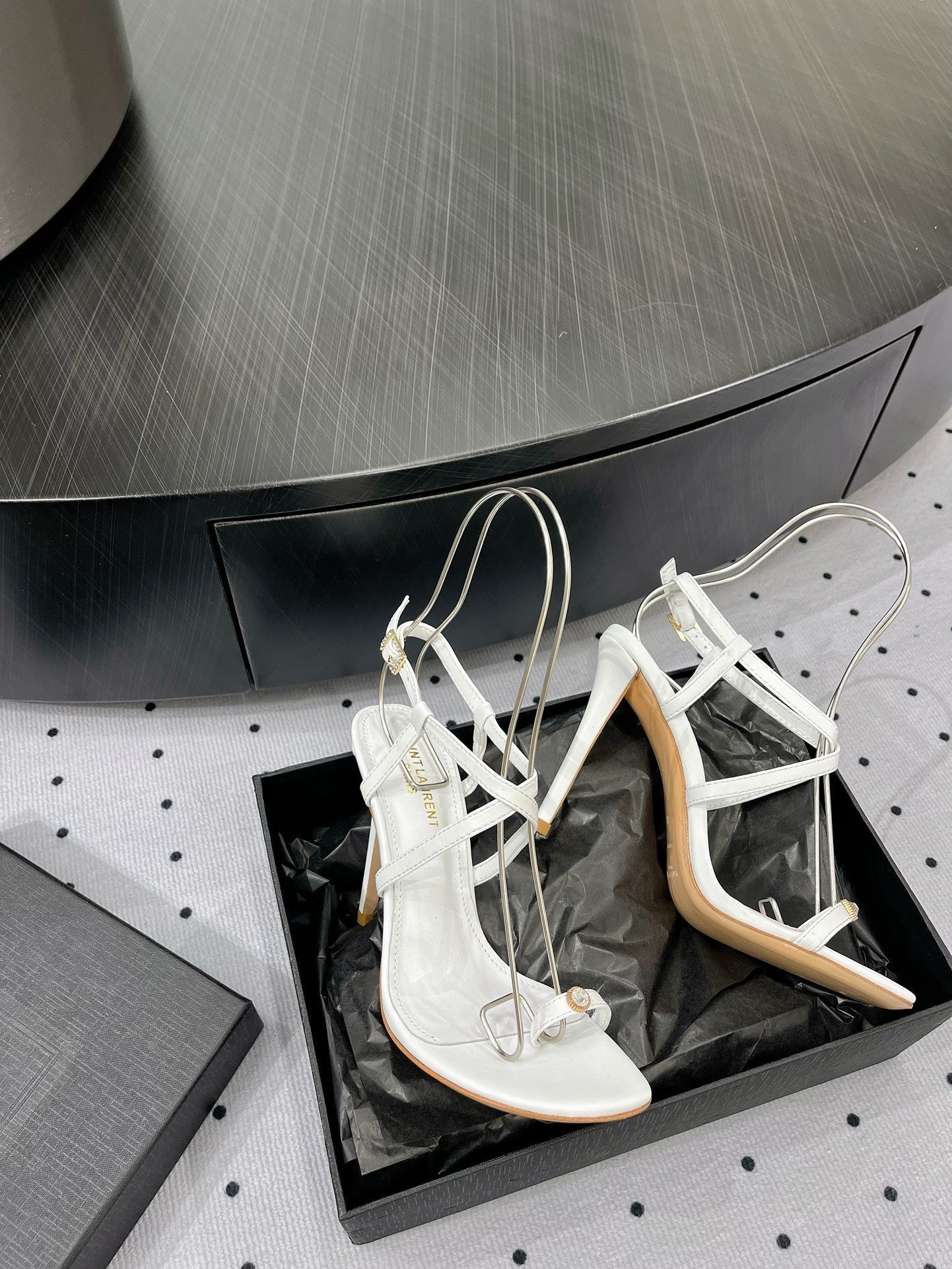 SL LINDEN HEELED SANDALS WHITE CALFSKIN - 35