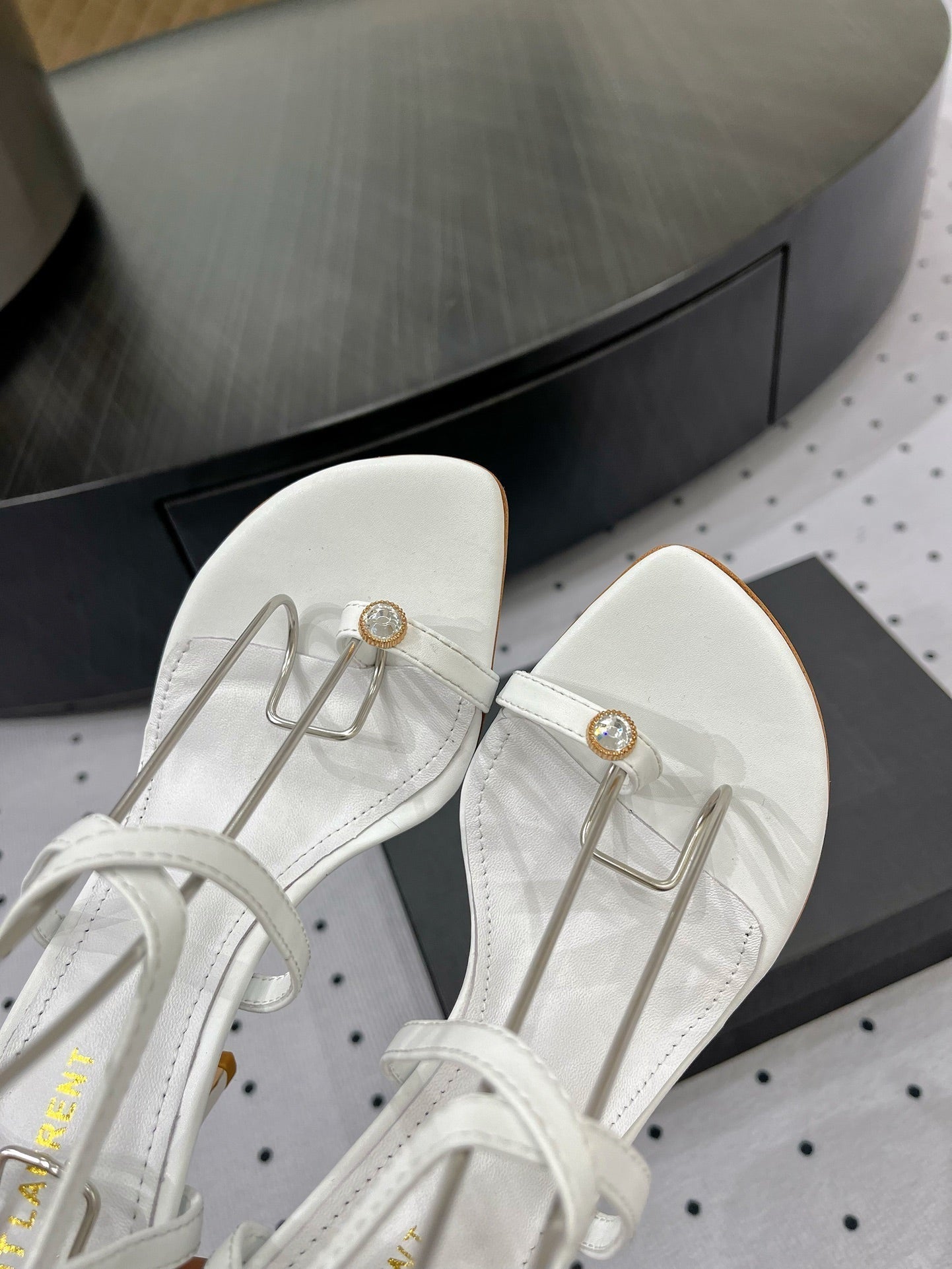 SL LINDEN HEELED SANDALS WHITE CALFSKIN - 35