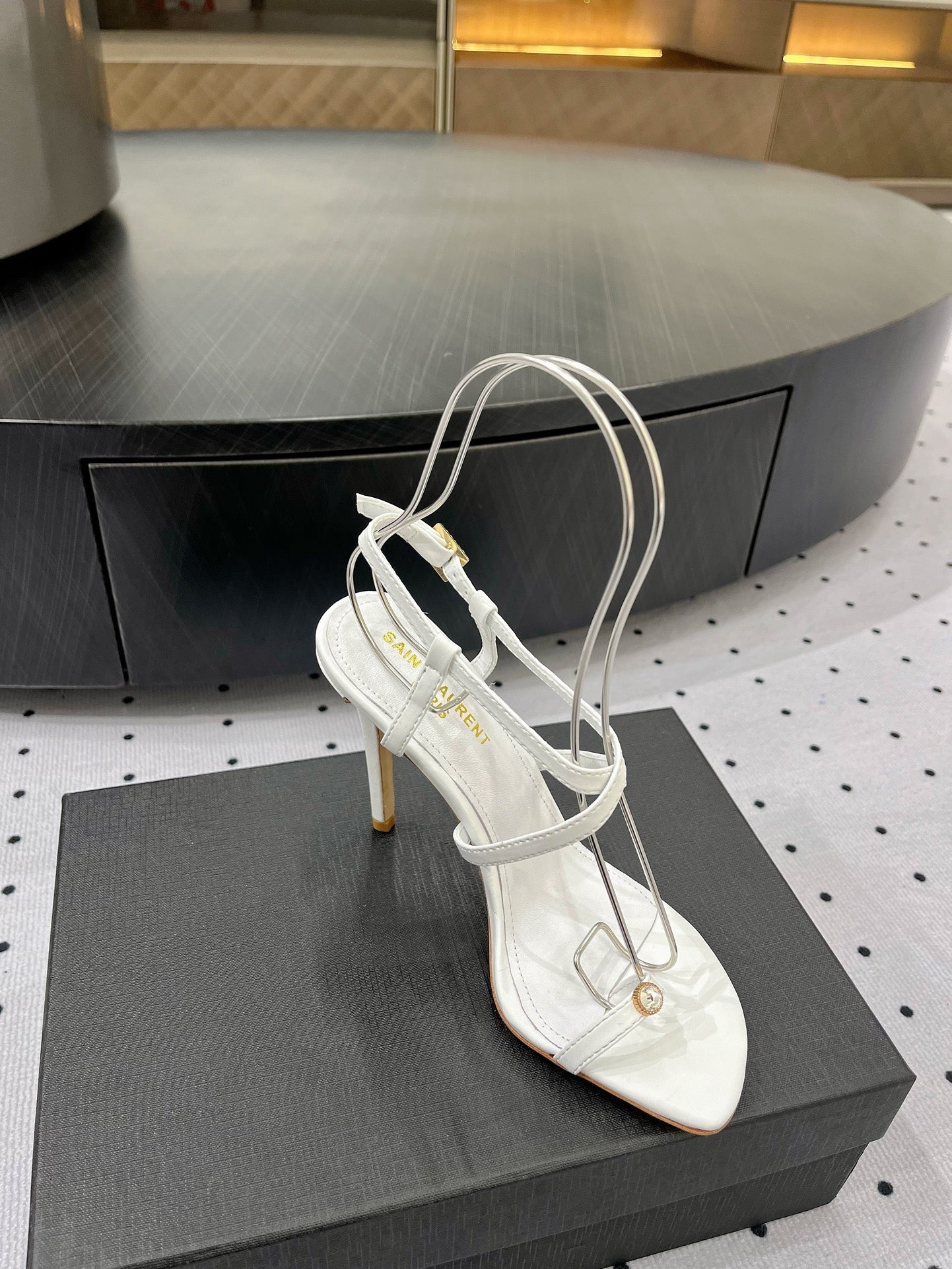 SL LINDEN HEELED SANDALS WHITE CALFSKIN - 35