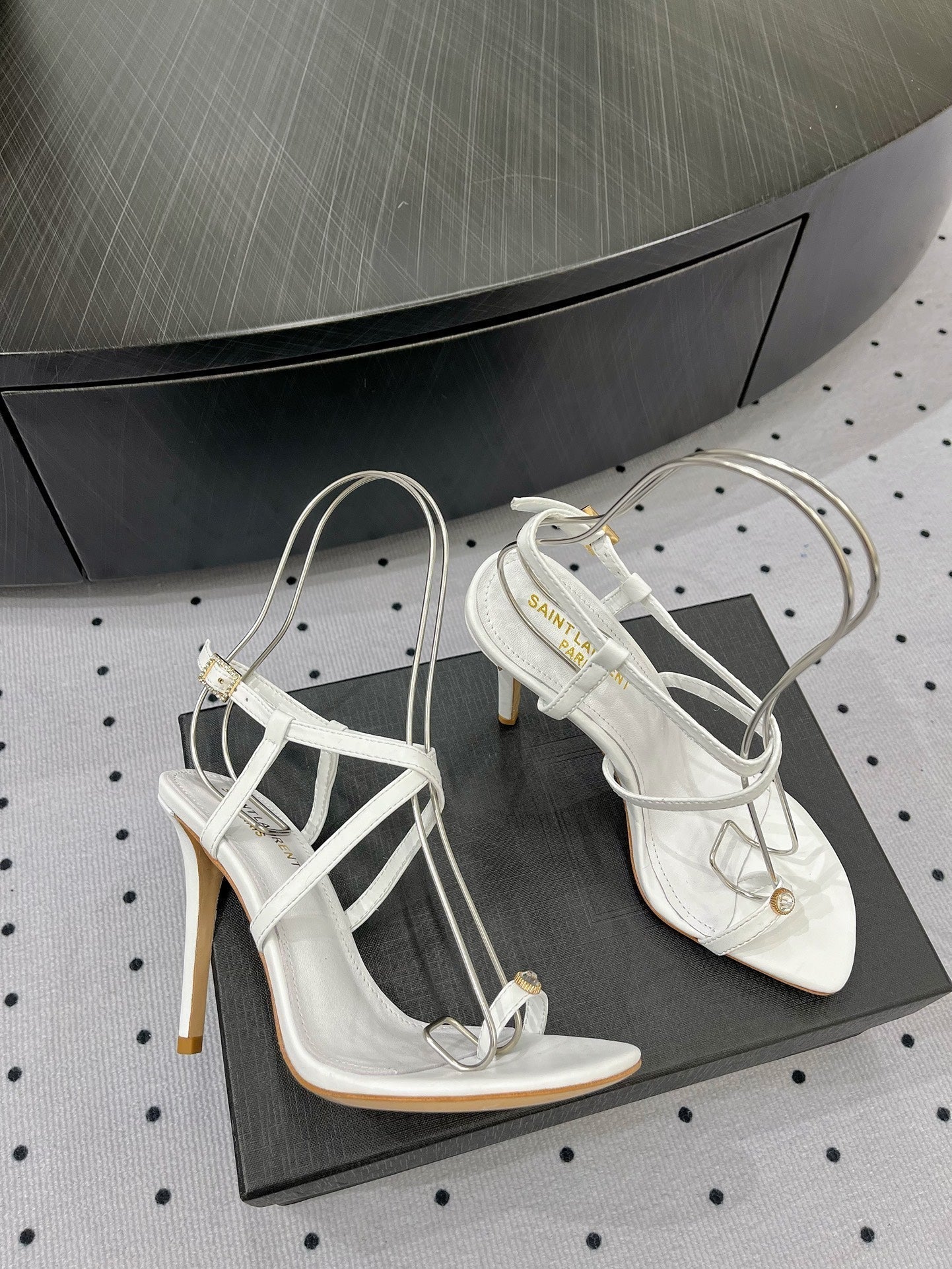 SL LINDEN HEELED SANDALS WHITE CALFSKIN - 35