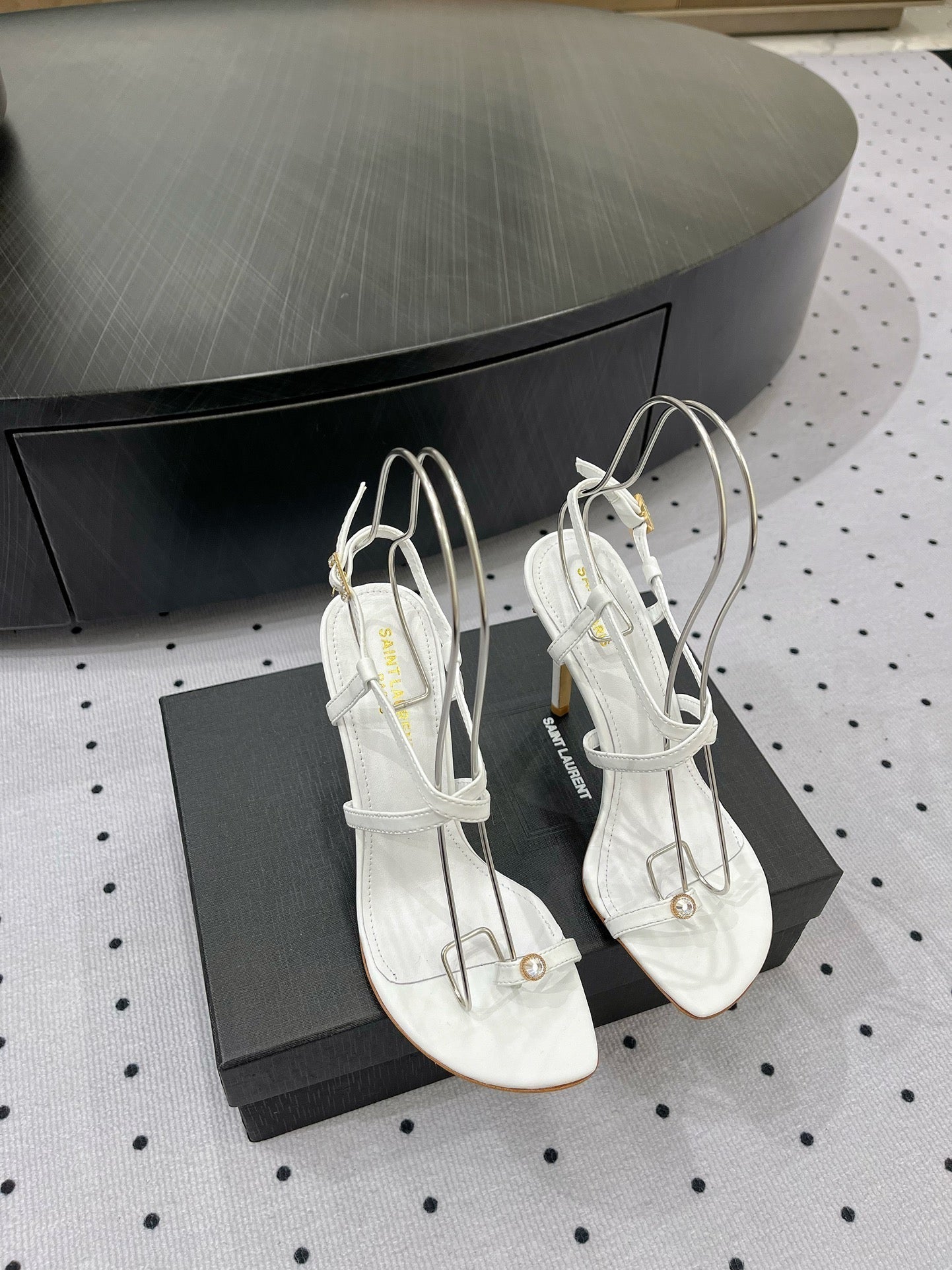 SL LINDEN HEELED SANDALS WHITE CALFSKIN - 35