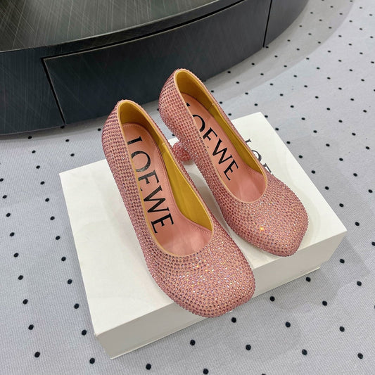 Loew pump 100 in suede and allover rhinestones pink - 35