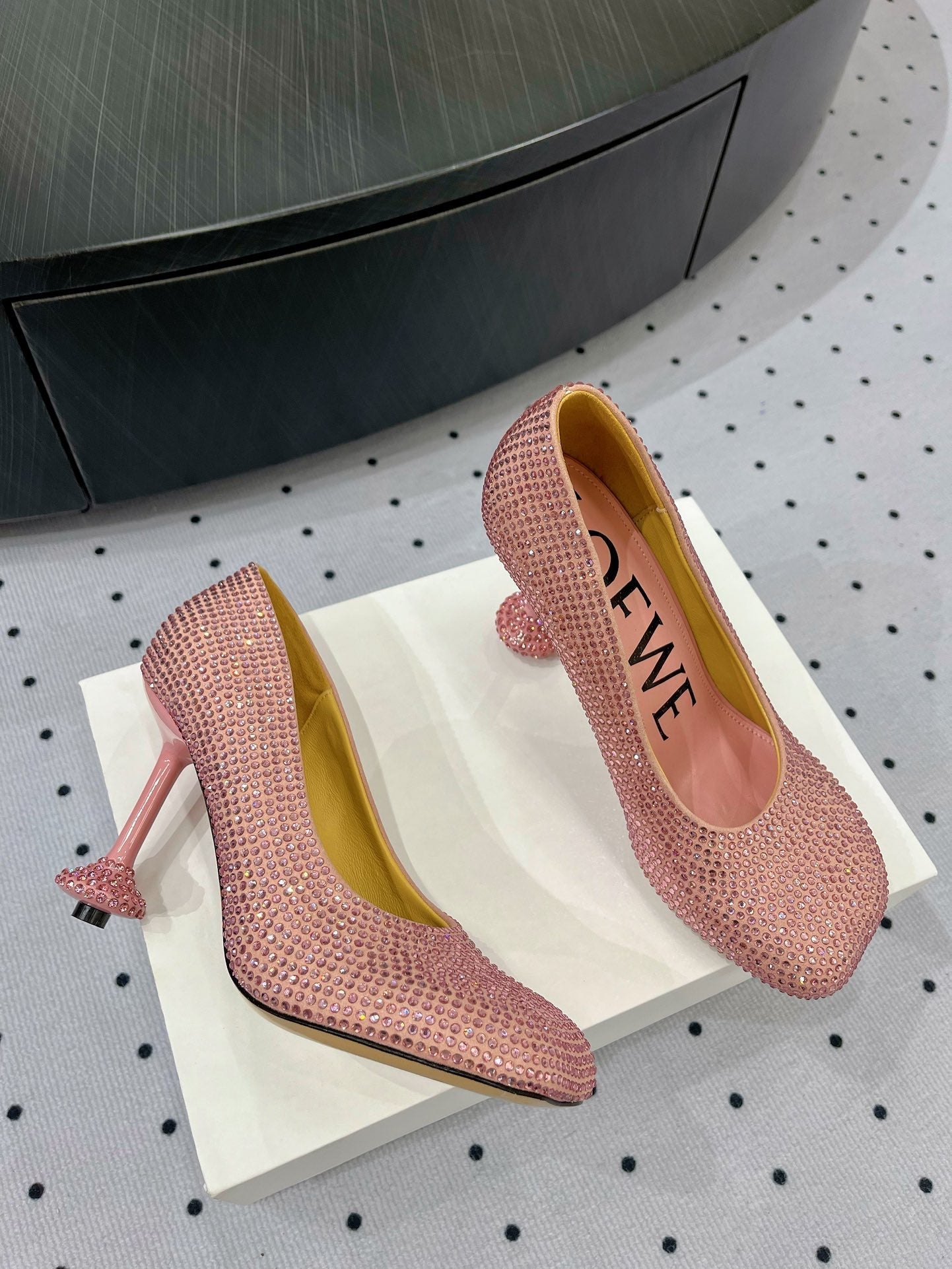 Loew pump 100 in suede and allover rhinestones pink - 35