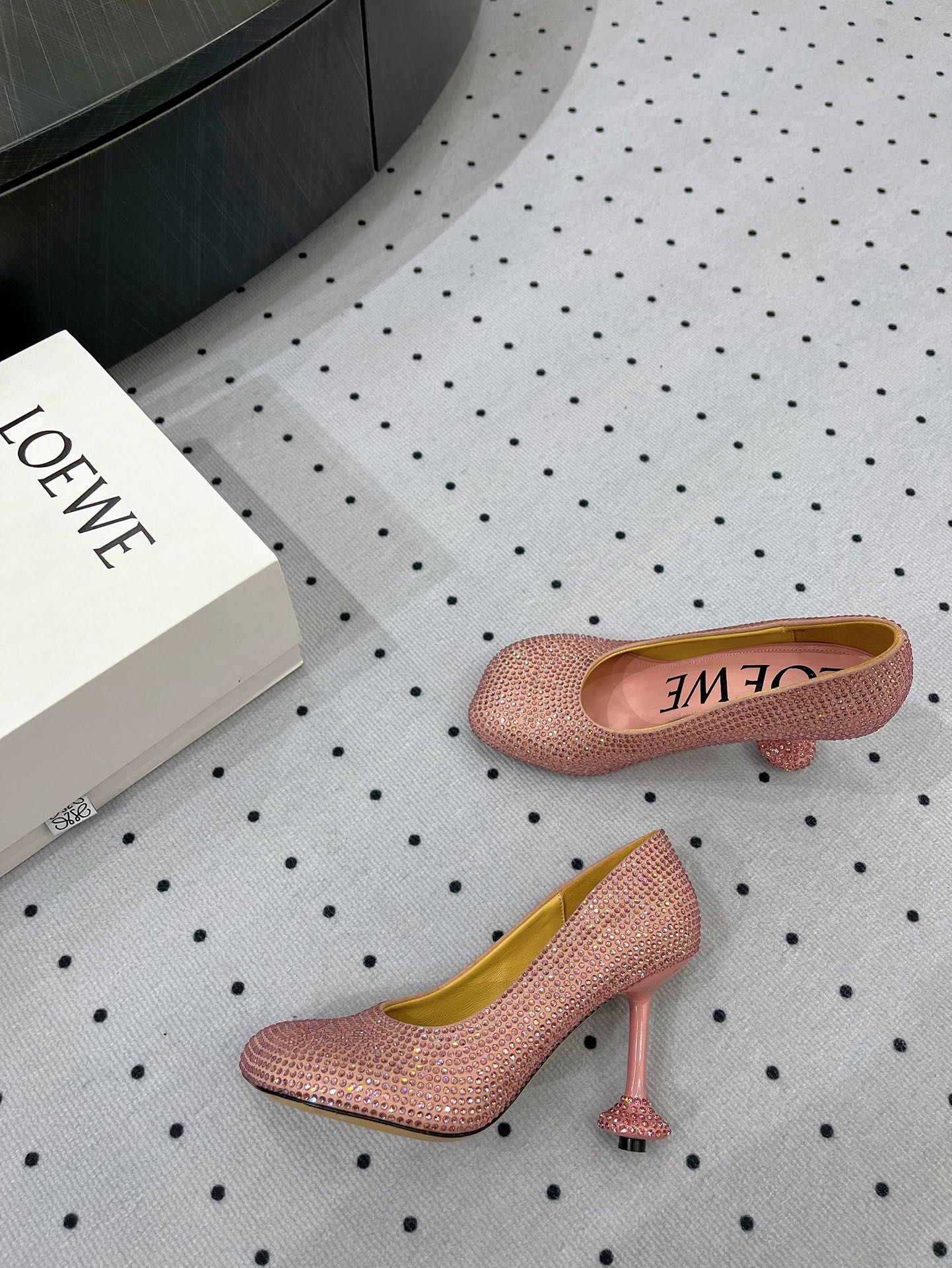Loew pump 100 in suede and allover rhinestones pink - 35
