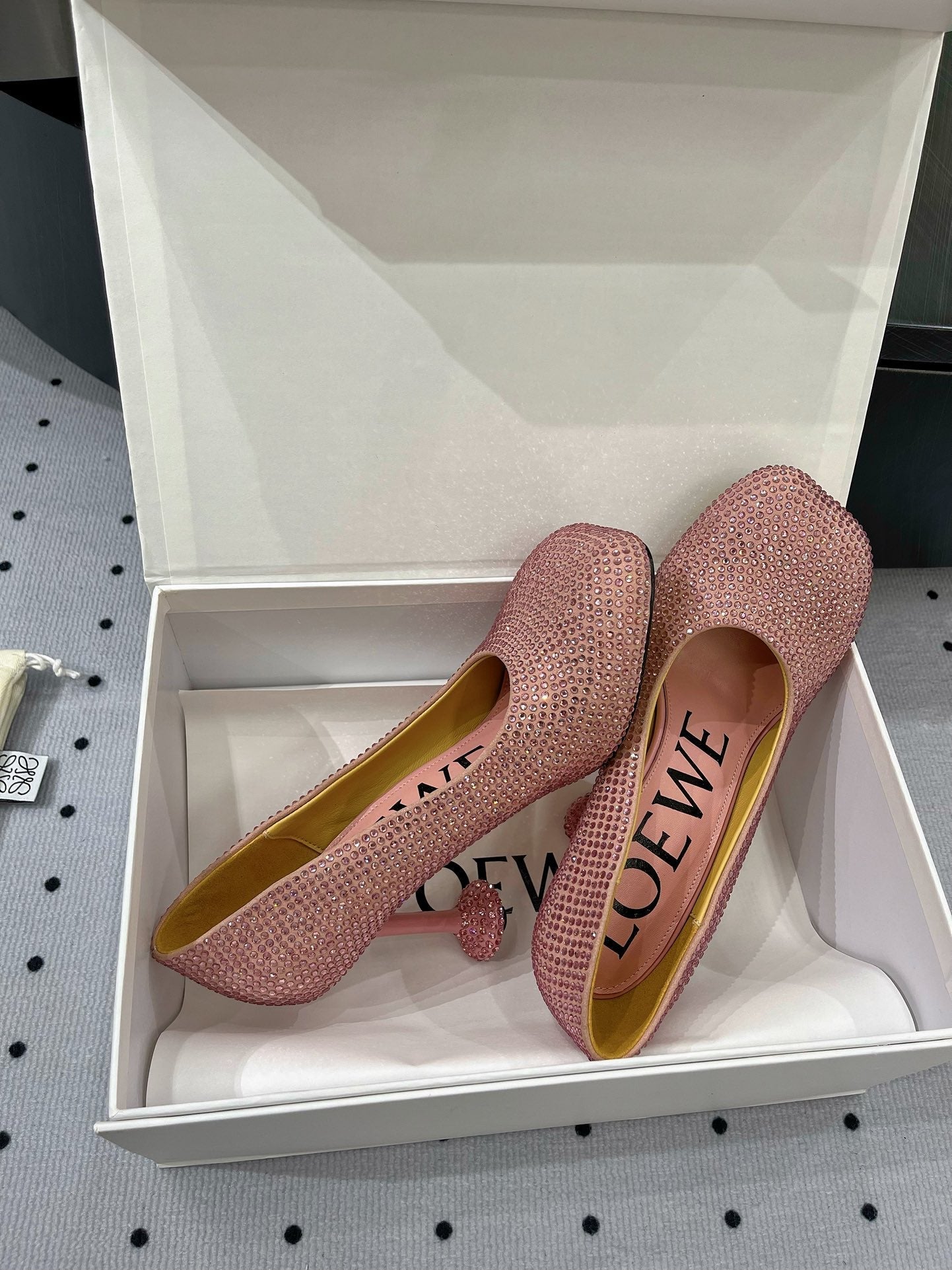 Loew pump 100 in suede and allover rhinestones pink - 35
