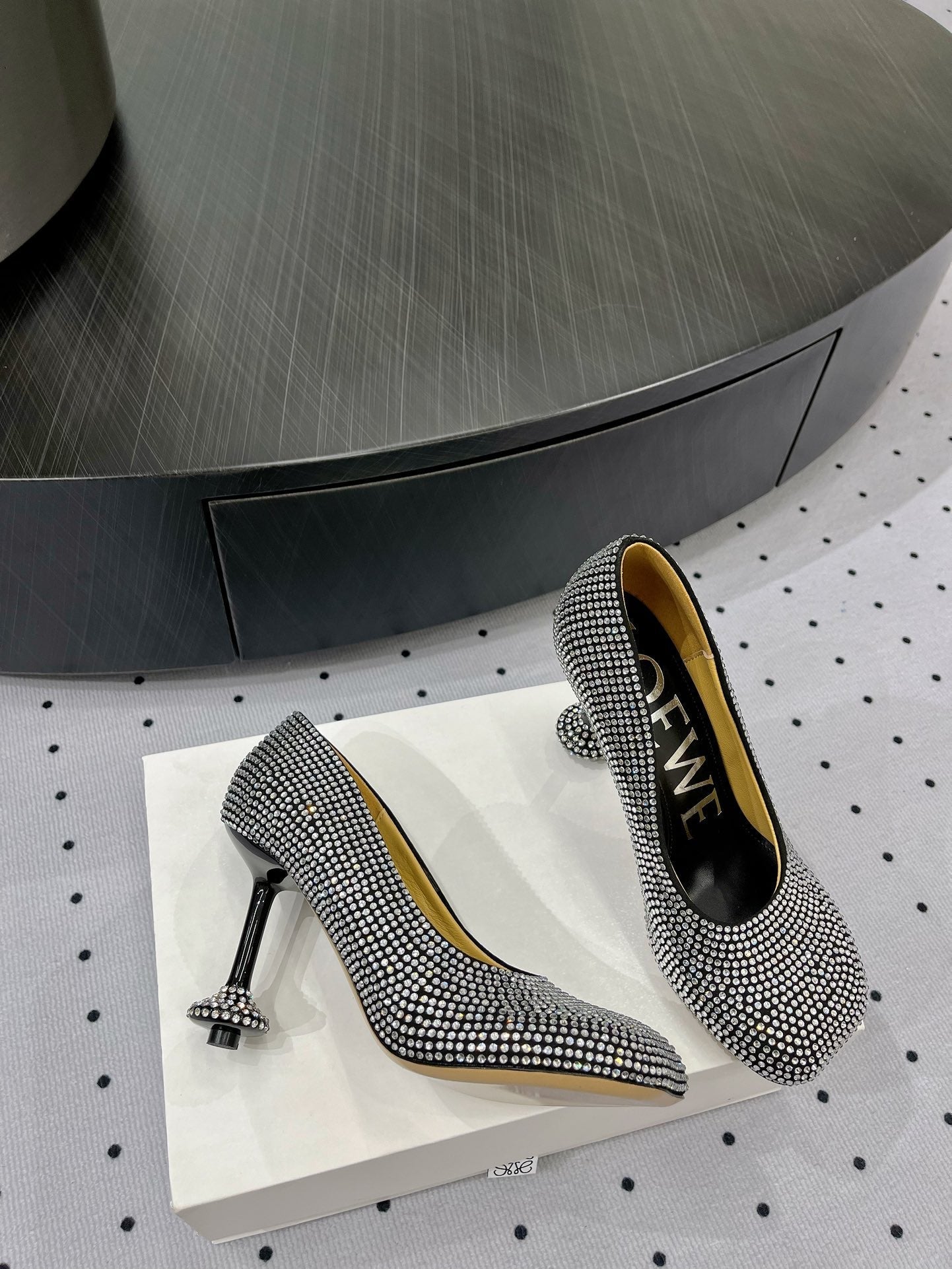 Loew pump 100 in suede and allover rhinestones black - 35