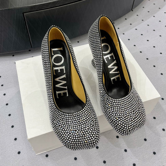 Loew pump 100 in suede and allover rhinestones black - 35