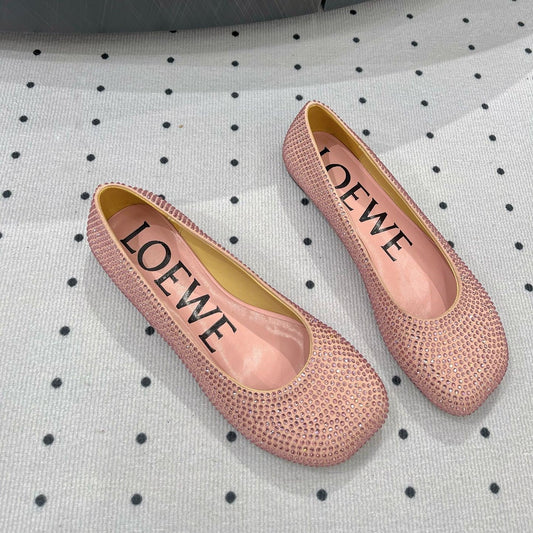 Toy ballerina in suede and allover rhinestones pink - 35