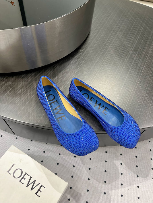 Toy ballerina in suede and allover rhinestones blue - 35
