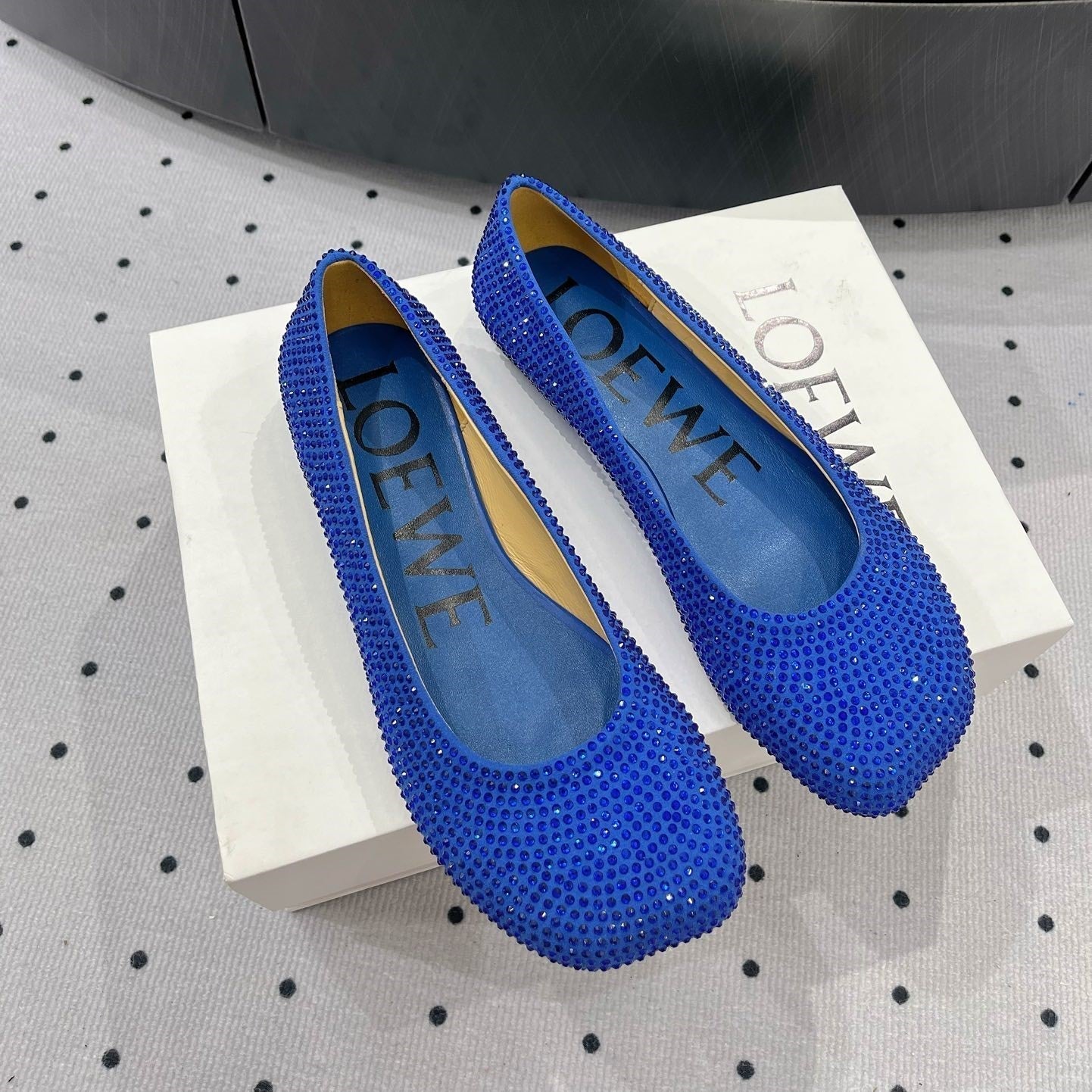 Toy ballerina in suede and allover rhinestones blue - 35