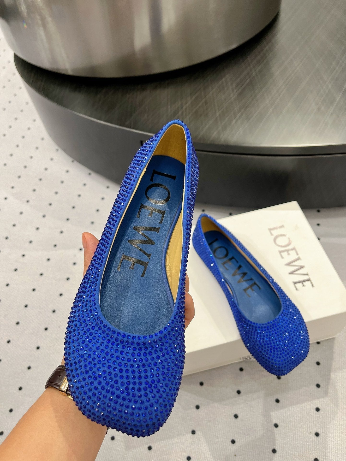 Toy ballerina in suede and allover rhinestones blue - 35
