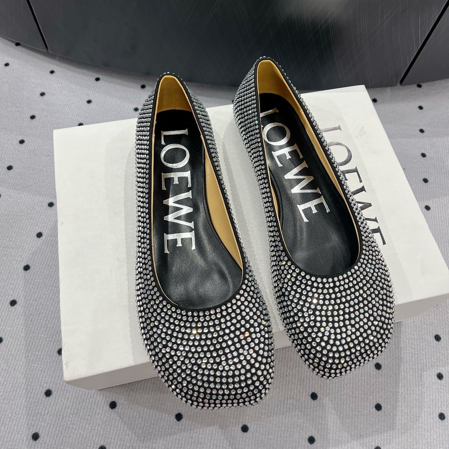 Toy ballerina in suede and allover rhinestones black - 35