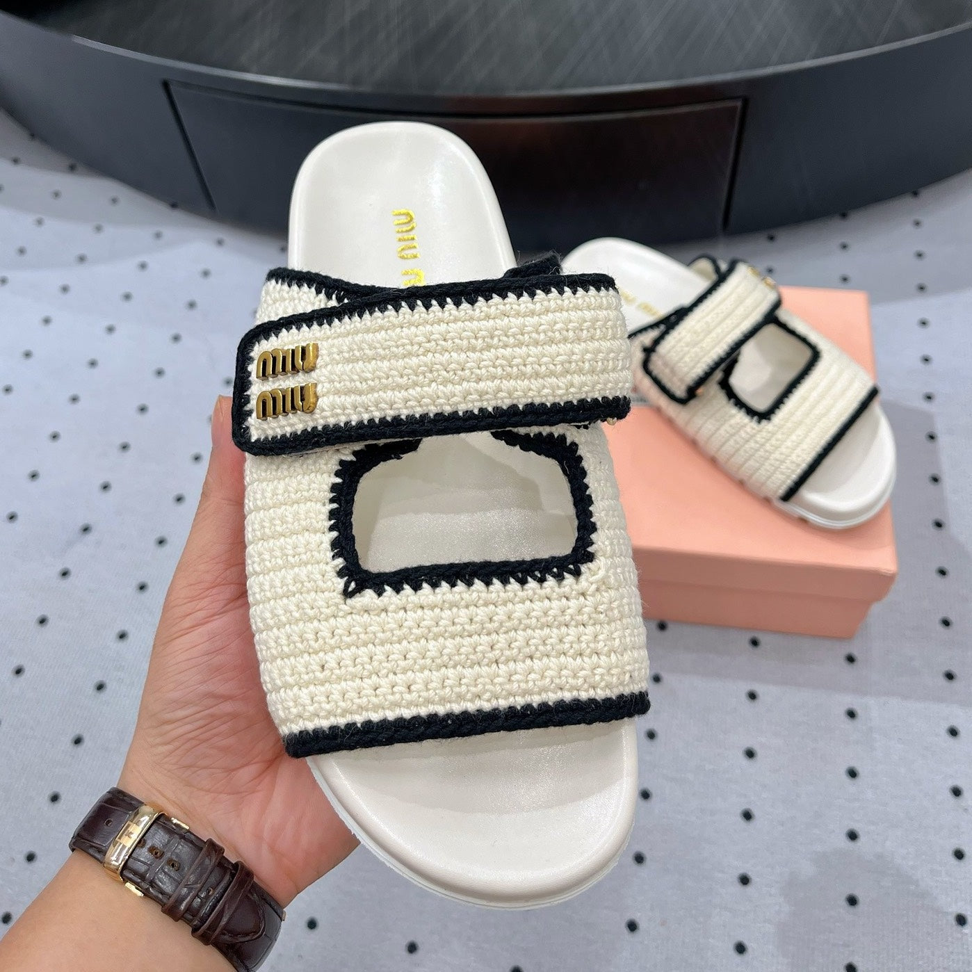 Sandals Ivory With Black Border Fabric - 35