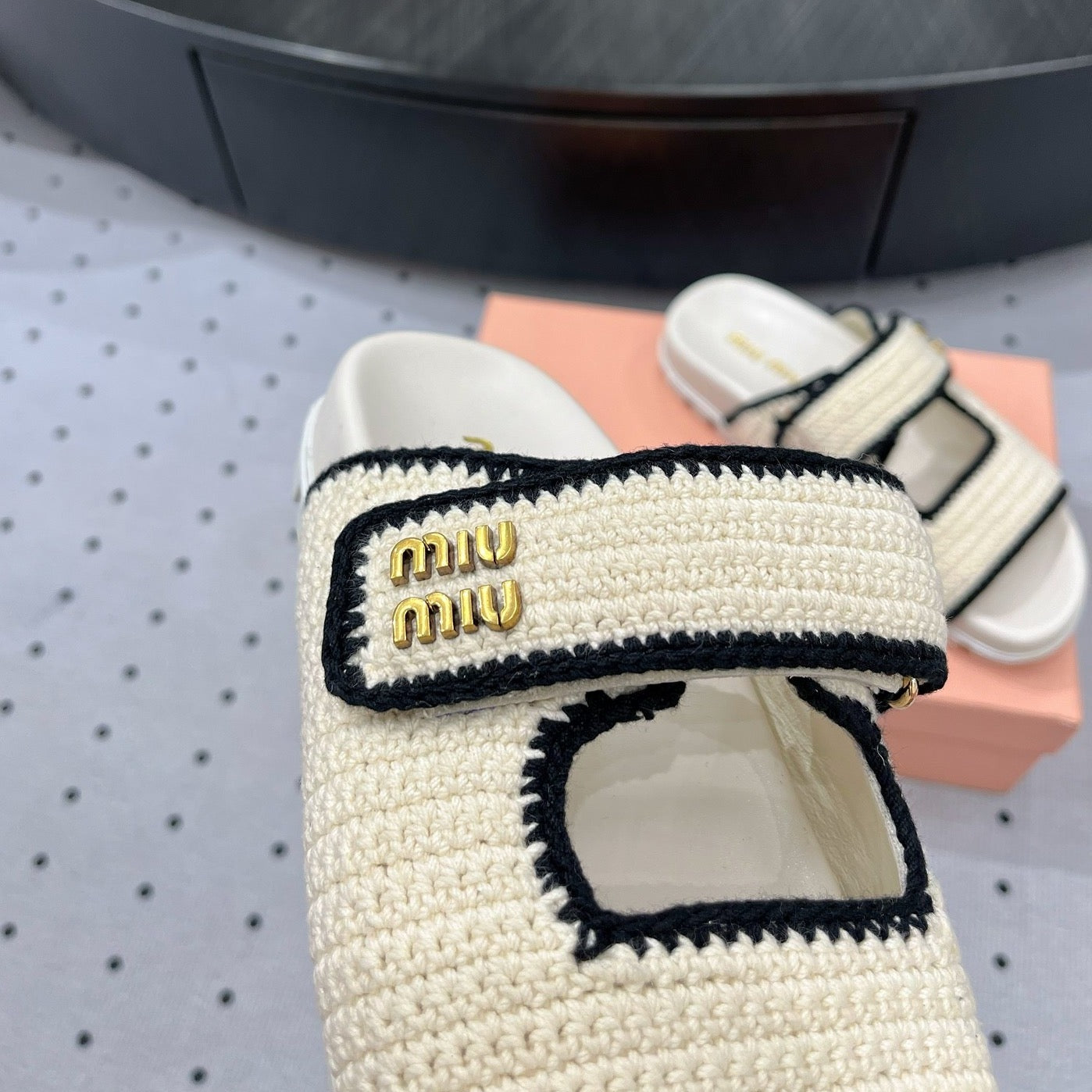 Sandals Ivory With Black Border Fabric - 35