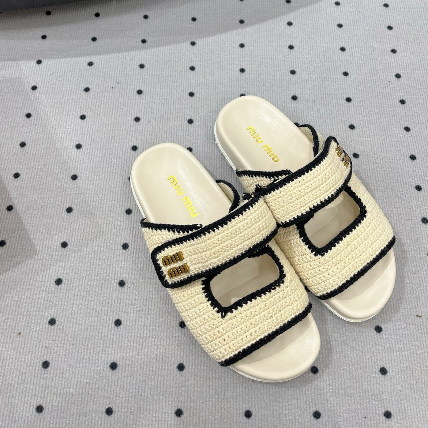 Sandals Ivory With Black Border Fabric - 35
