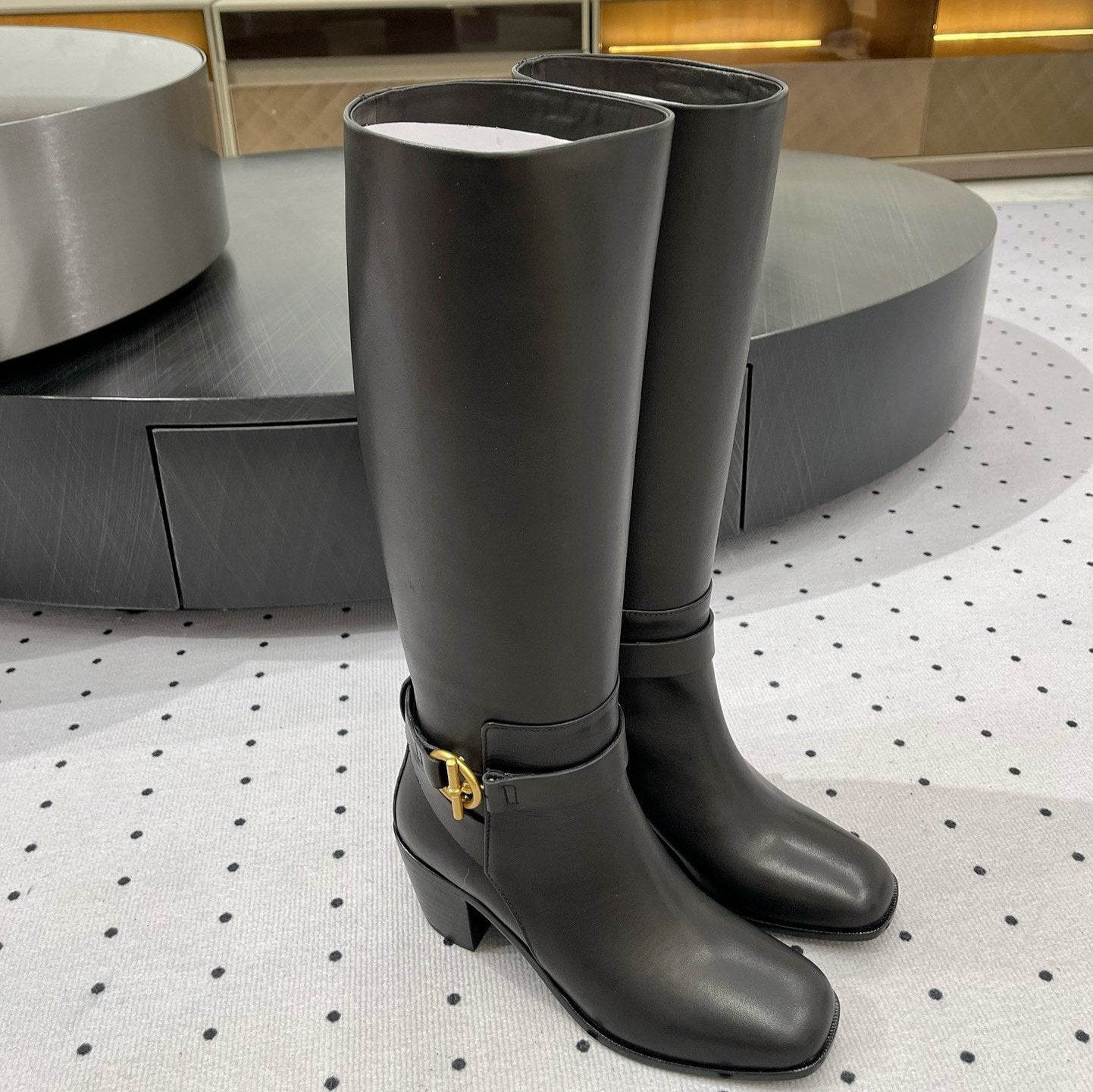 JUSTINE BOOT 6 CM IN BLACK CALFSKIN - 35