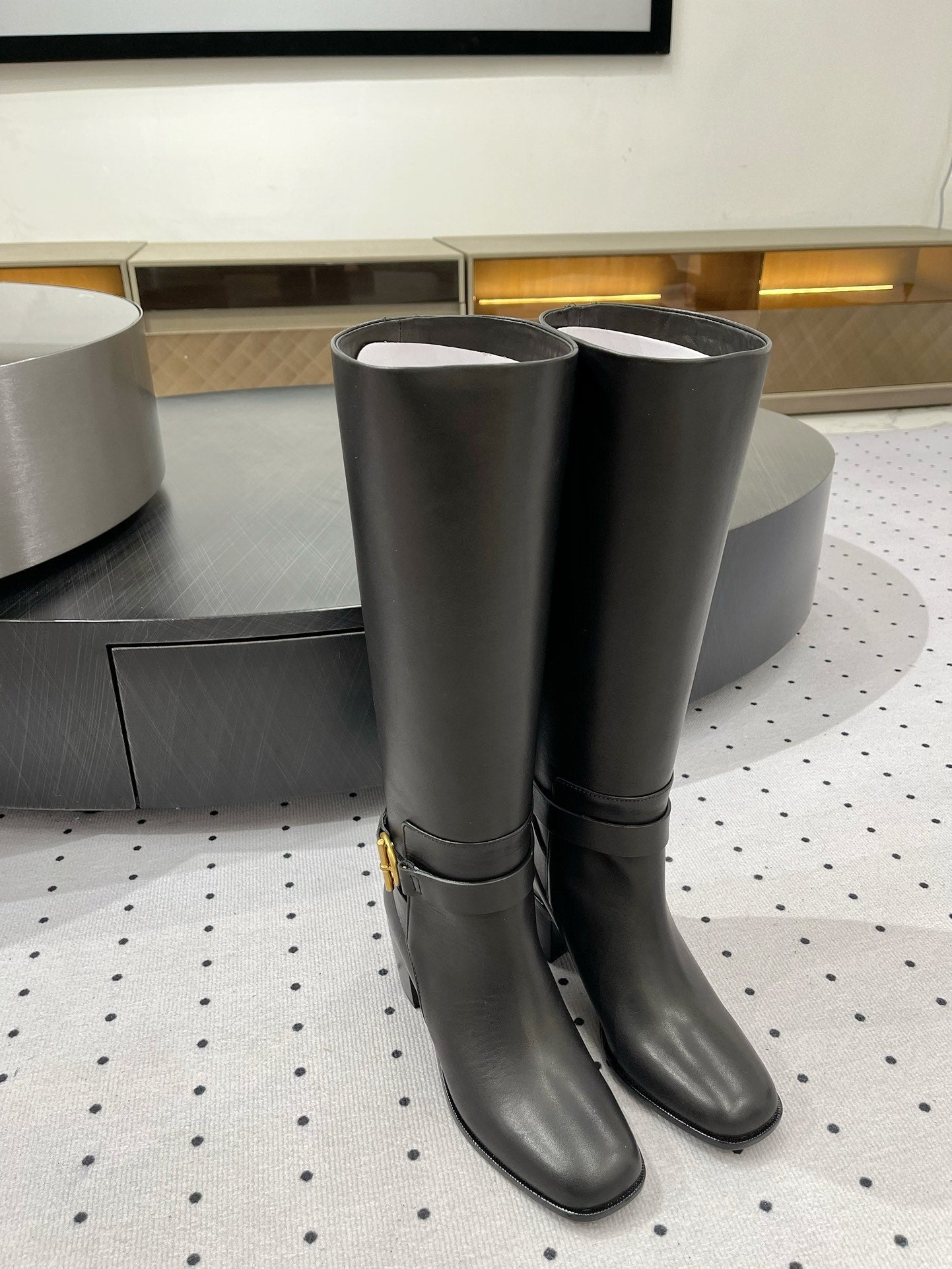 JUSTINE BOOT 6 CM IN BLACK CALFSKIN - 35