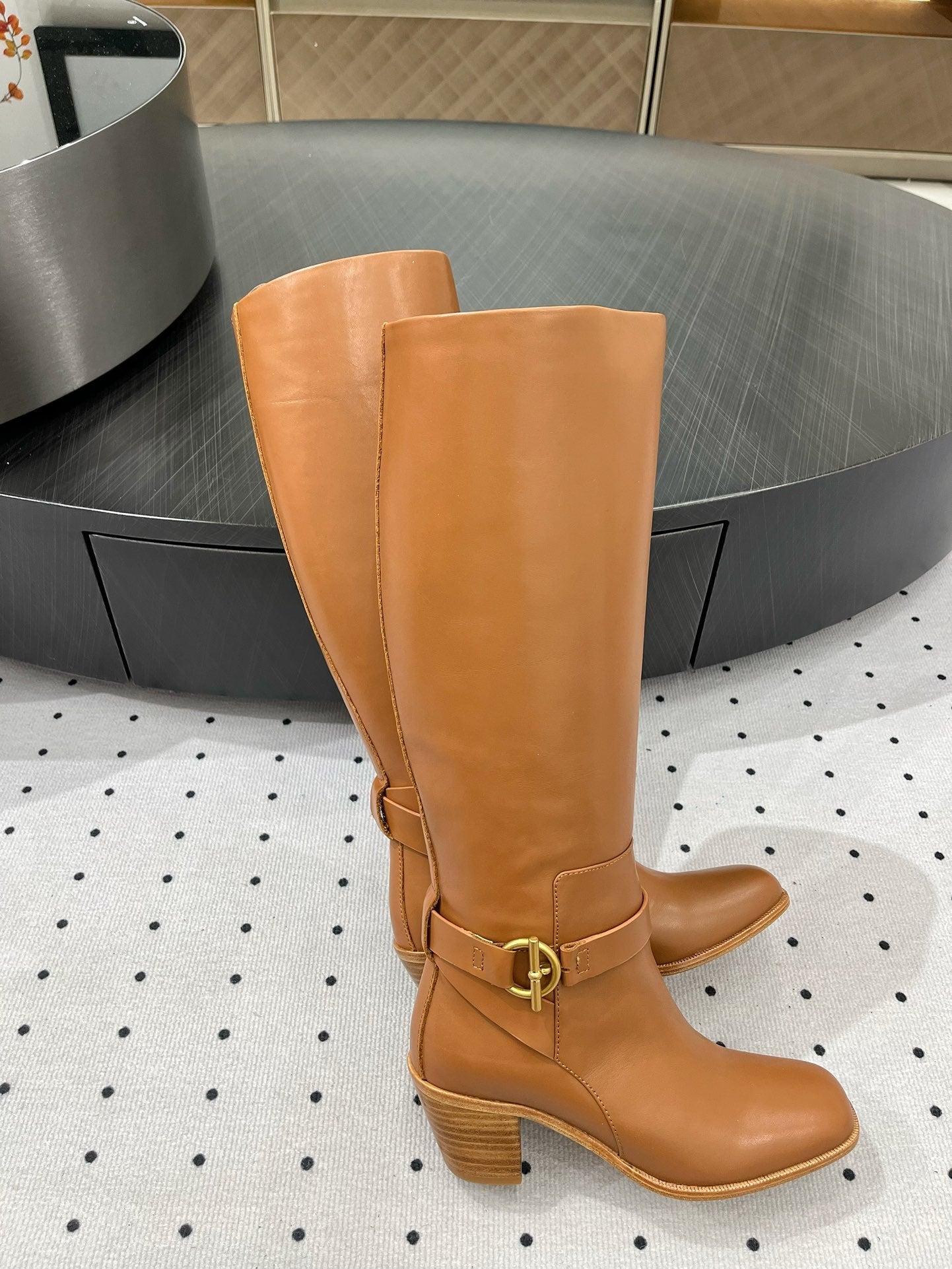 JUSTINE BOOT 6 CM IN BRONZE BROWN CALFSKIN - 35