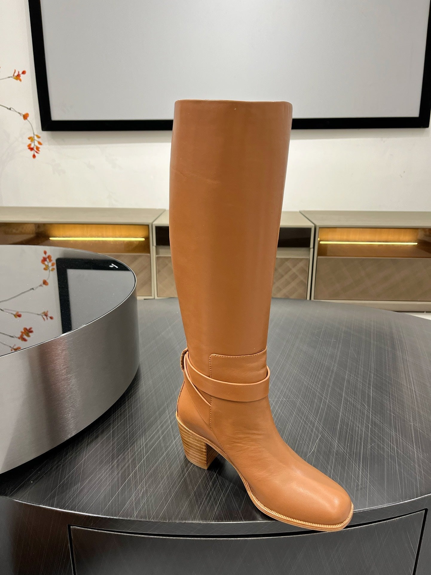 JUSTINE BOOT 6 CM IN BRONZE BROWN CALFSKIN - 35