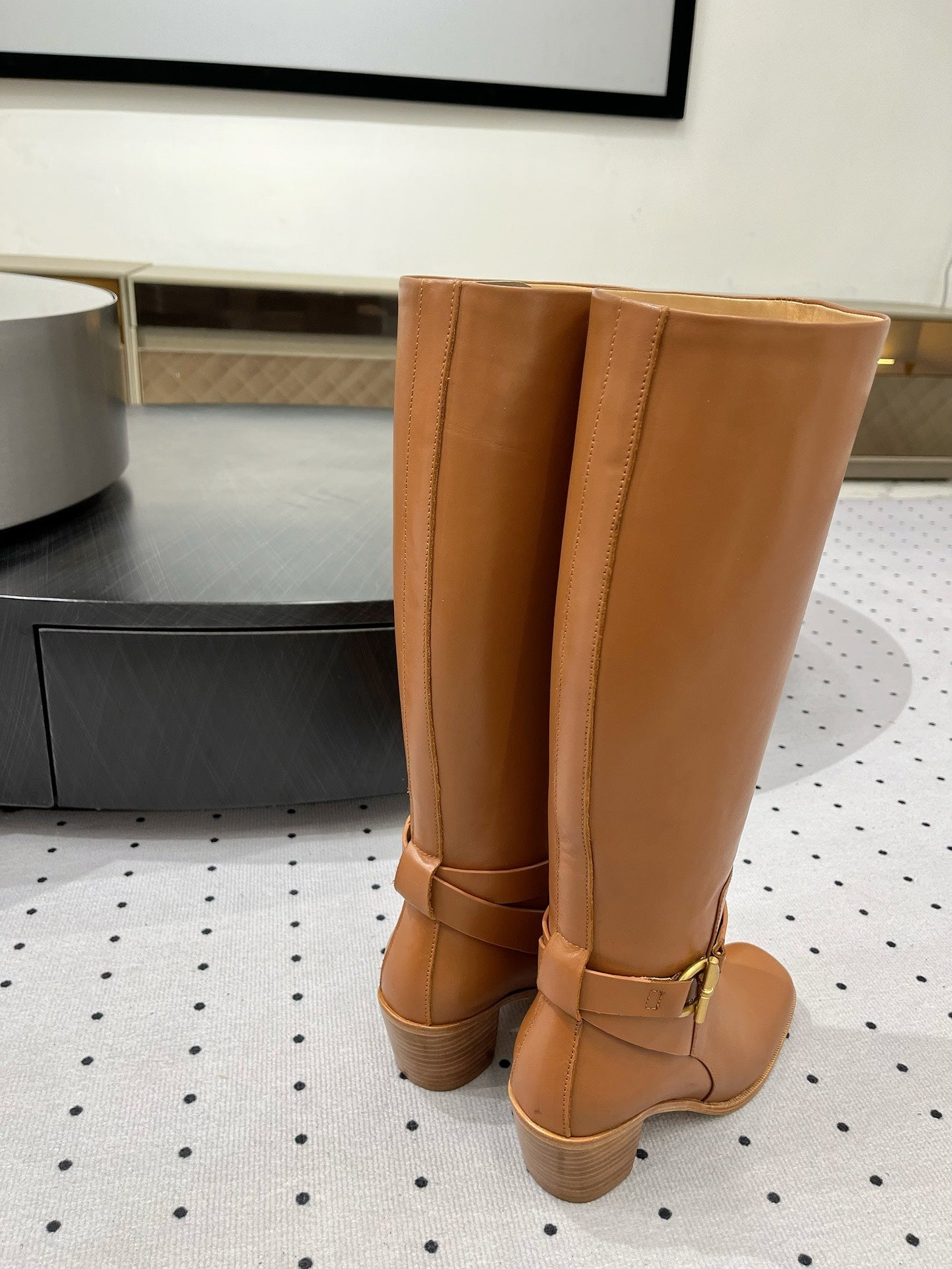 JUSTINE BOOT 6 CM IN BRONZE BROWN CALFSKIN - 35
